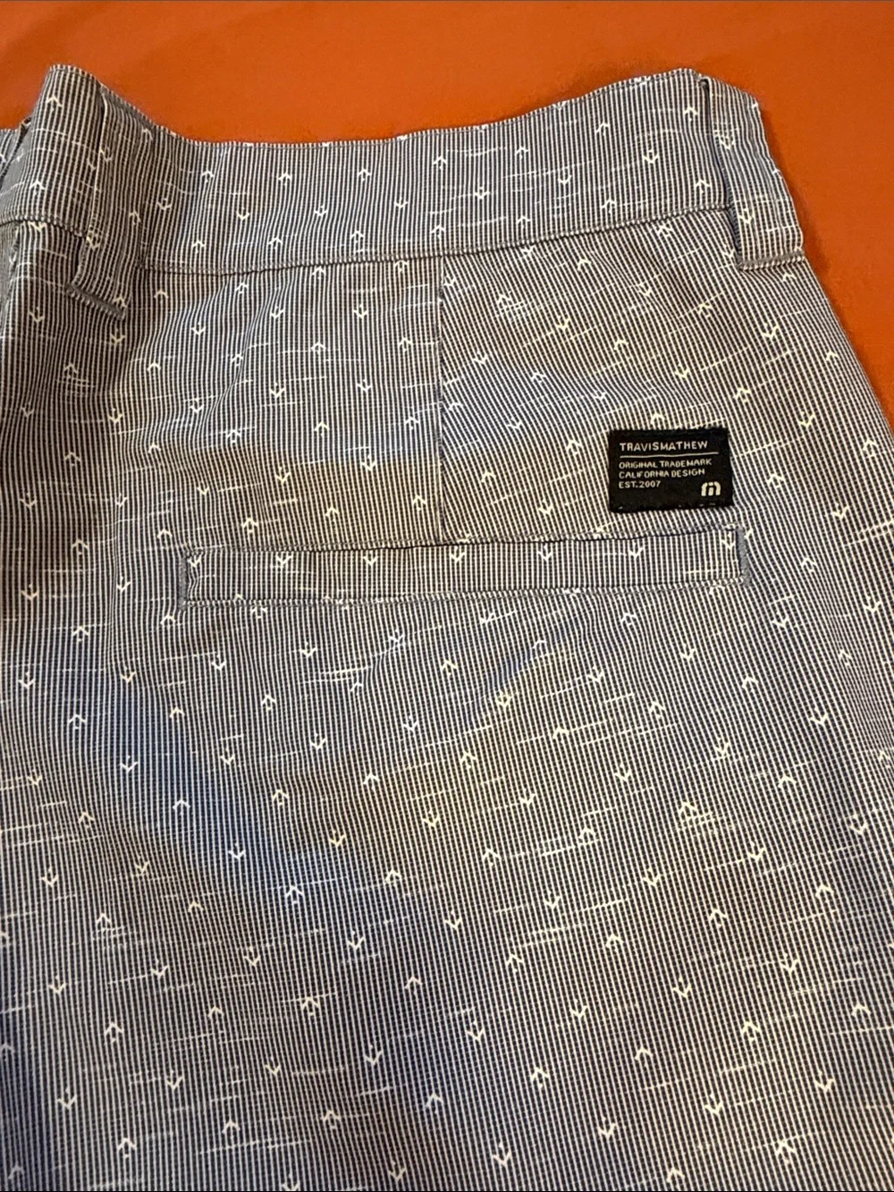 Travis Mathew Light Blue Micro-Print Men’s Flat Front Shorts